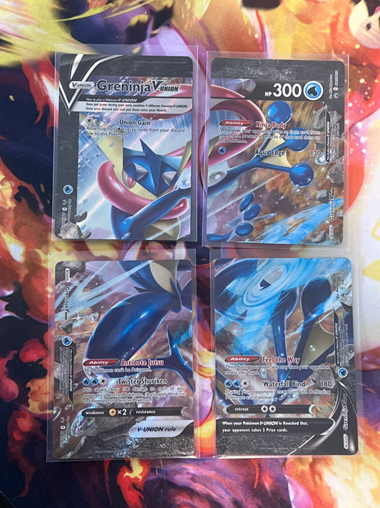 Set of 4 - 2021 Pokemon Greninja V-Union Cards - Ultra Rare - #SWSH155