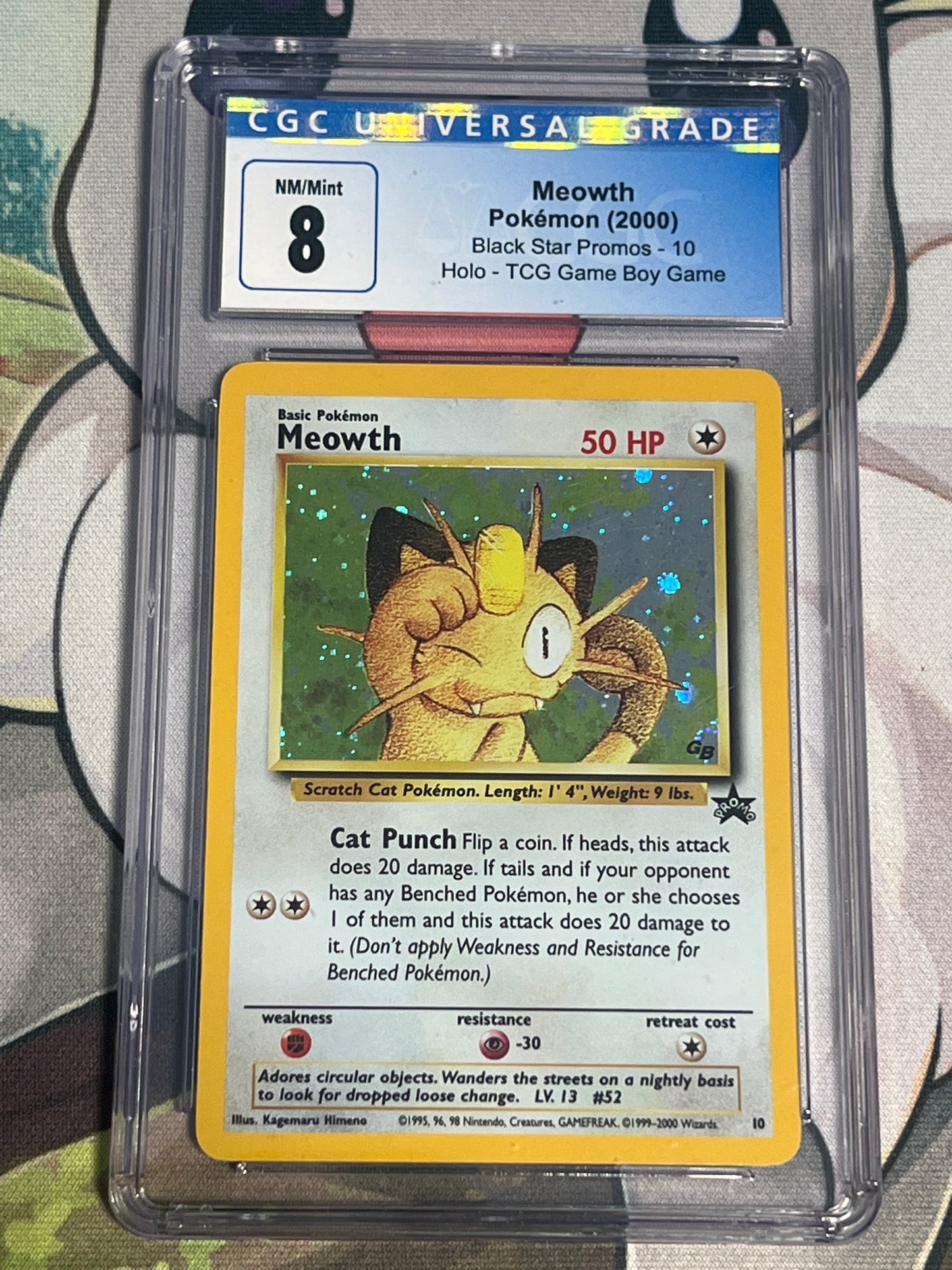 2000 Pokemon Meowth - Holo Rare - Black Star Promo - CGC 8 - #10