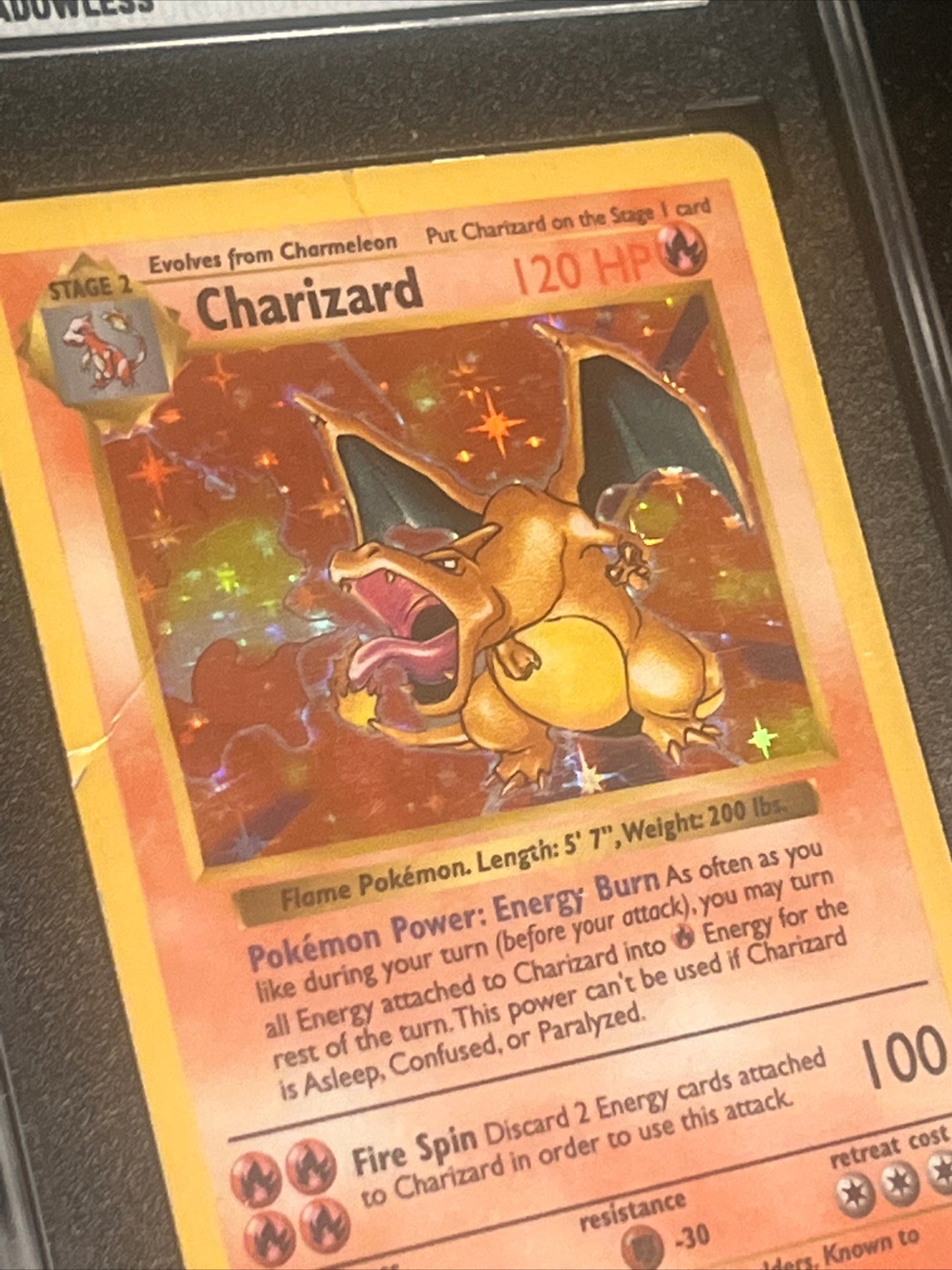 1999 Pokemon Base Set - Shawdowless Holo - CHARIZARD - SGC 2.5