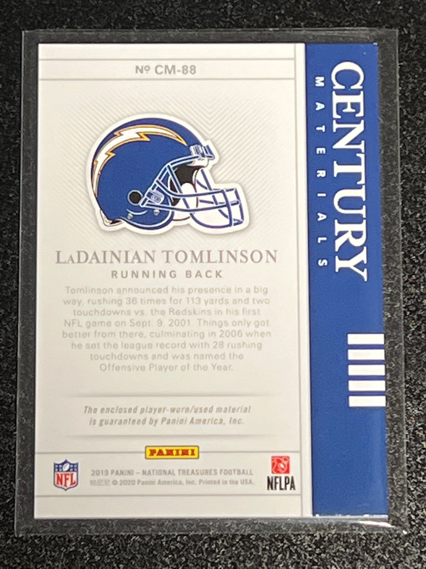 2019 Panini Nat. Treas. LADAINIAN TOMLINSON - Patch Card - 47/99 - #CM-88