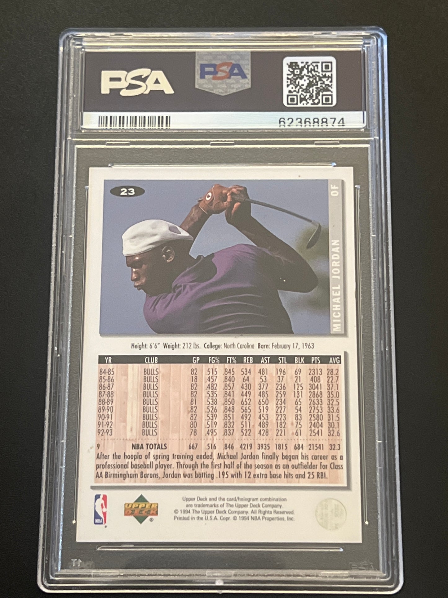1994 Coll. Choice MICHAEL JORDAN - PSA 9