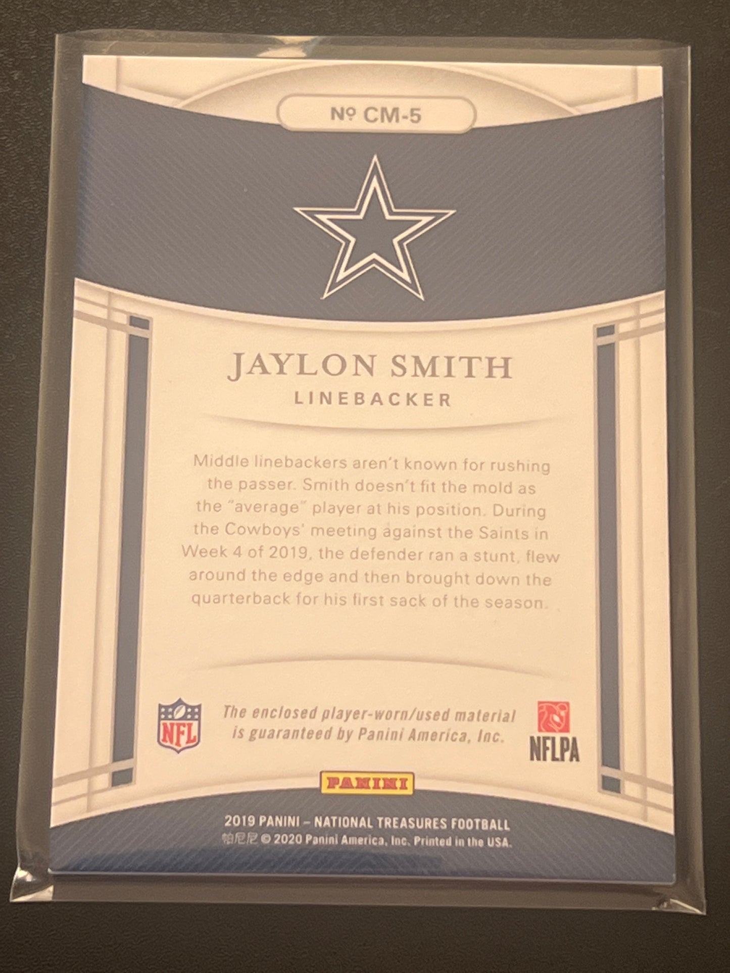2019 Panini Nat. Treas. JAYLON SMITH - Patch Card 55/99 #CM-5