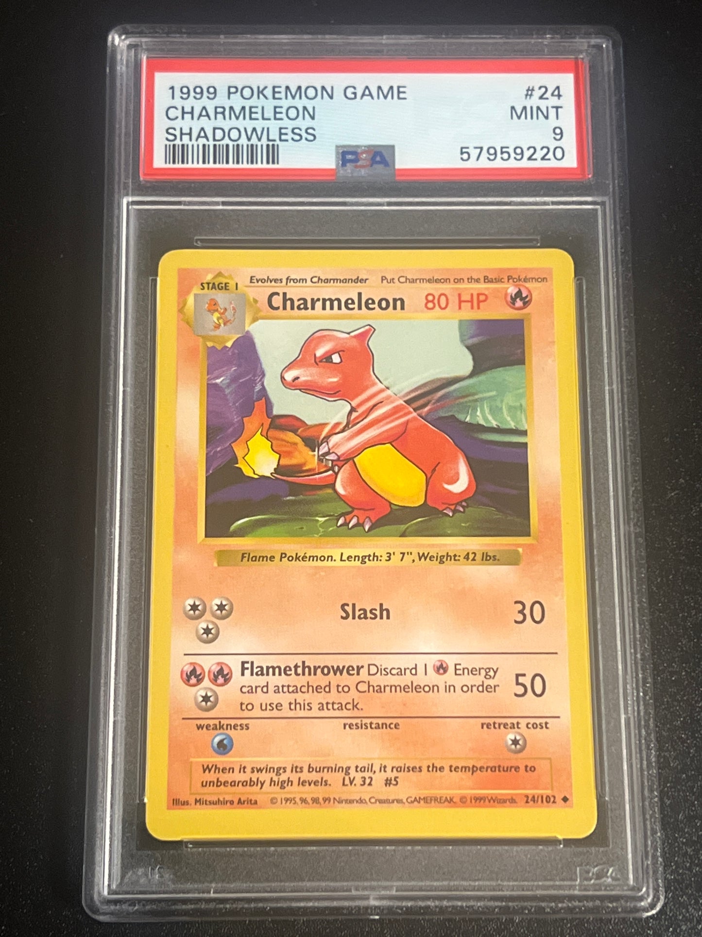 1999 Pokemon Game CHARMELEON - Shadowless - PSA 9