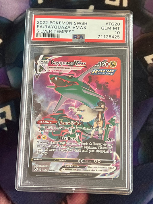 2022 Pokemon Rayquaza Vmax - Trainer Gallery - Ultra Rare - Graded PSA 10 - #TG20