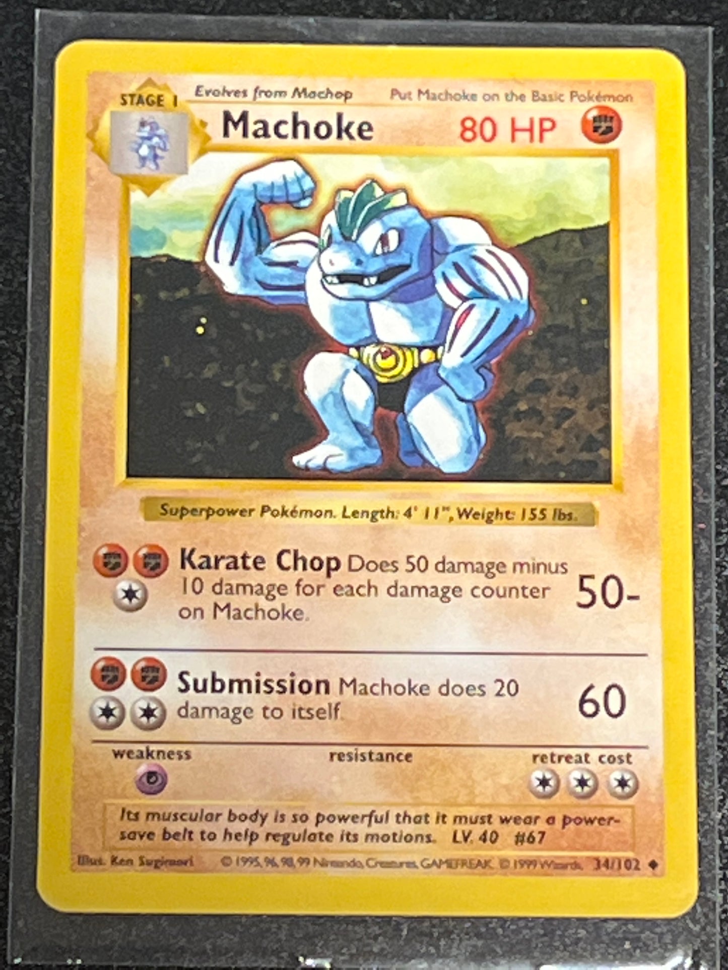1999 Pokemon MACHOKE - Shadowless - #34