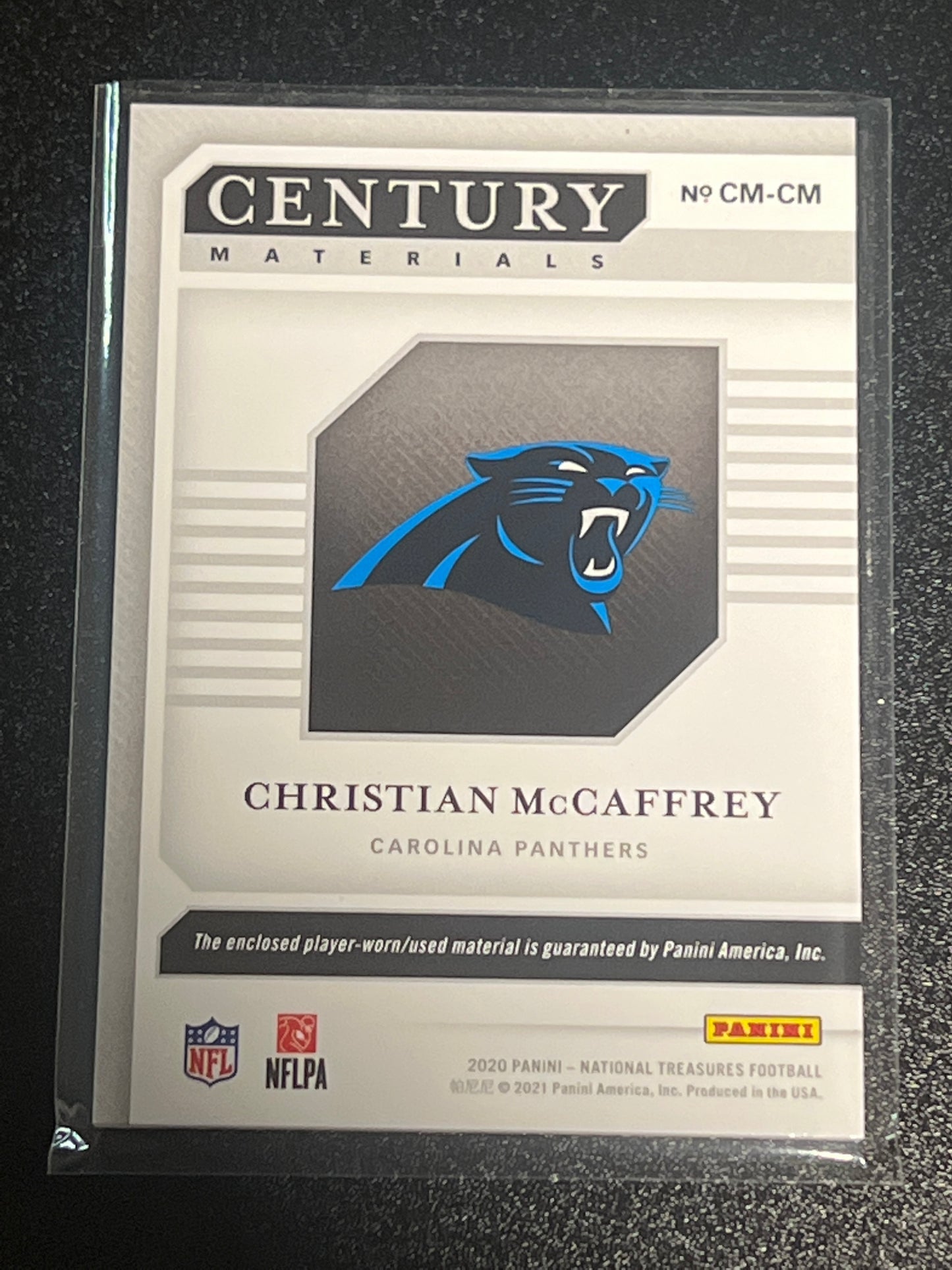 2020 Panini Nat. Treas. CHRISTIAN MCCAFFREY - Patch Card - 35/49 - #CM-CM