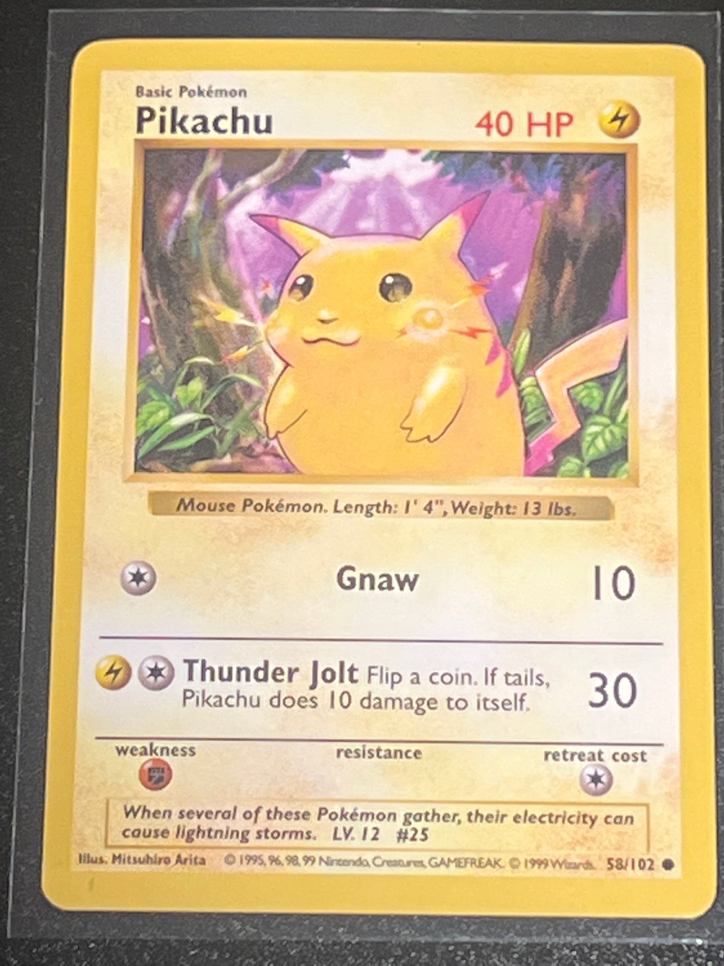 1999 Pokemon PIKACHU - YELLOW CHEEK - Shadowless #58