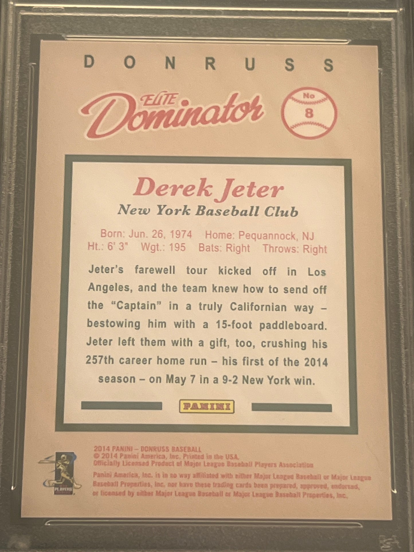 2014 Donruss DEREK JETER - Elite Dominator 641/999 Ser. 2 - PSA 9