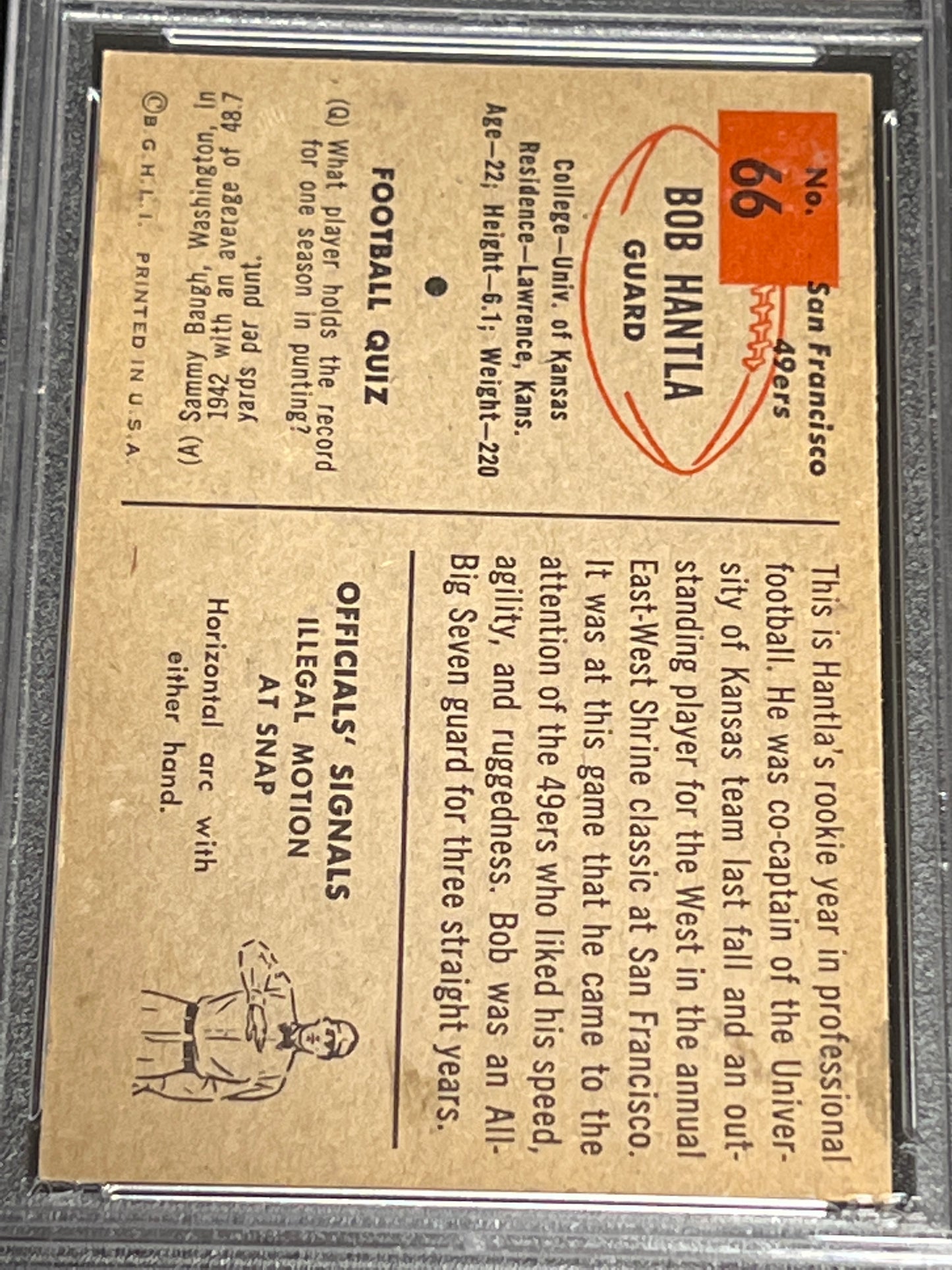 1954 Bowman BOB HANTLA - #66 - RC - PSA 5