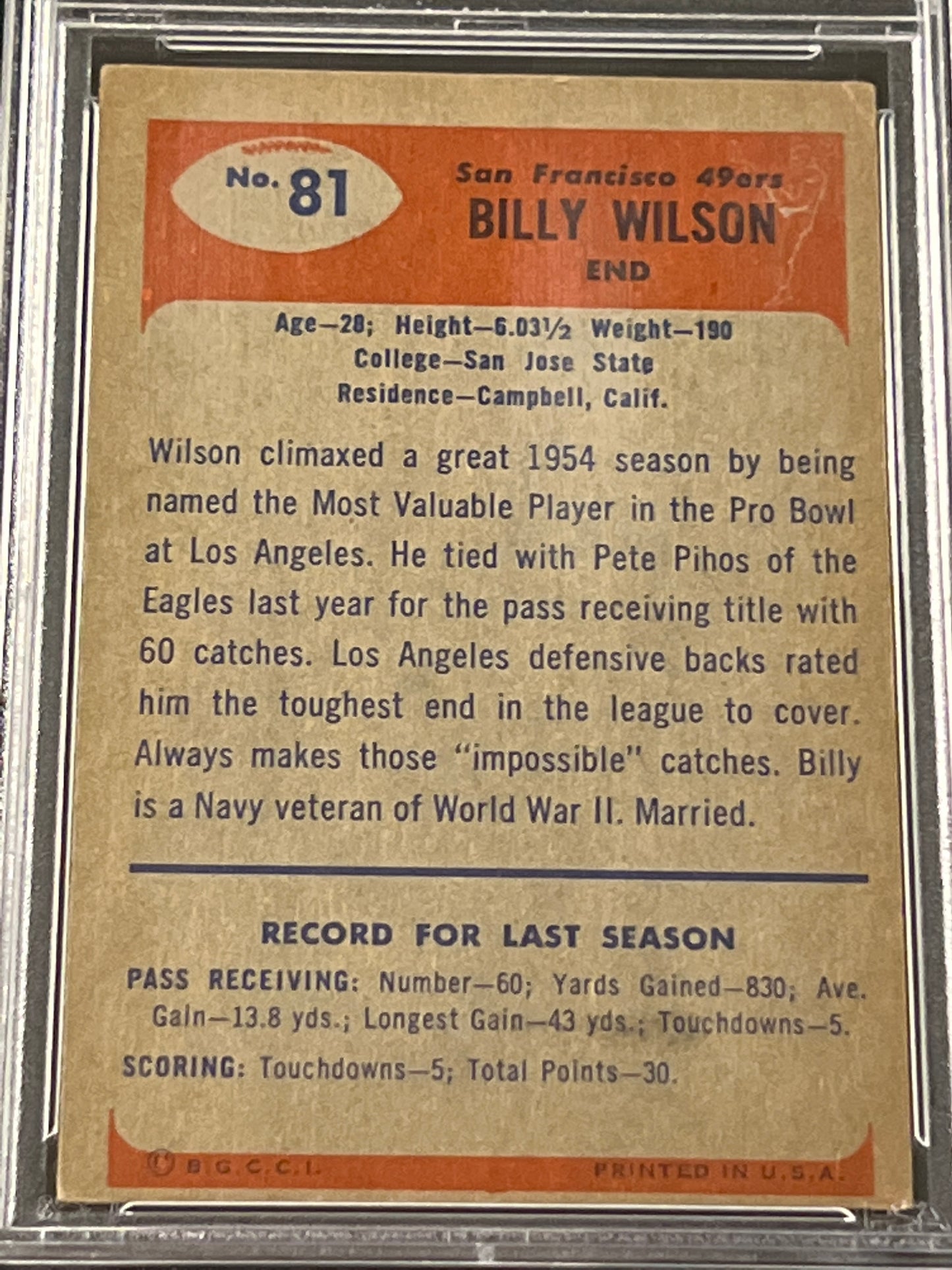 1955 Bowman BILLY WILSON - PSA 4