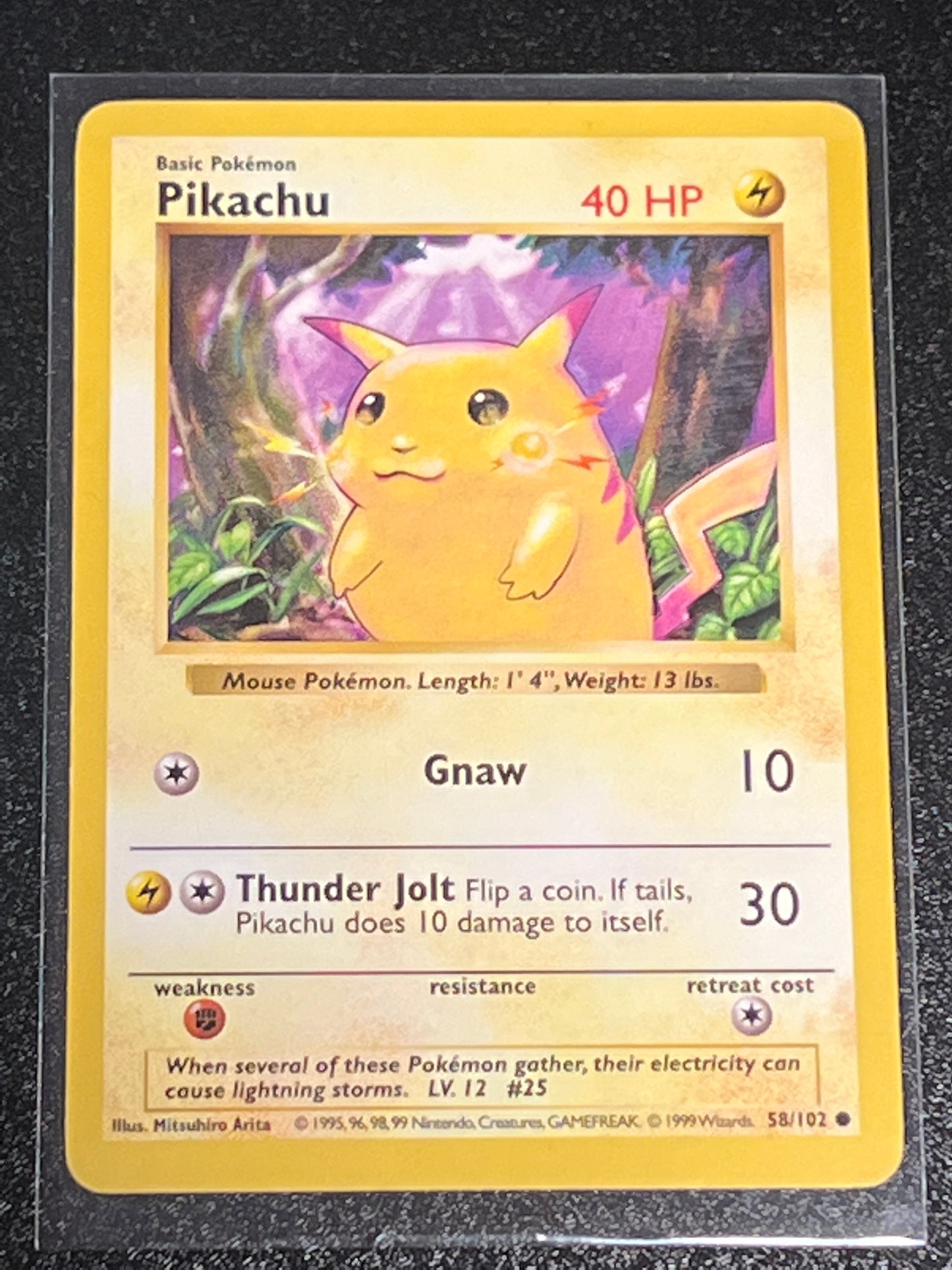 1999 Pokemon PIKACHU - YELLOW CHEEK - Shadowless #58