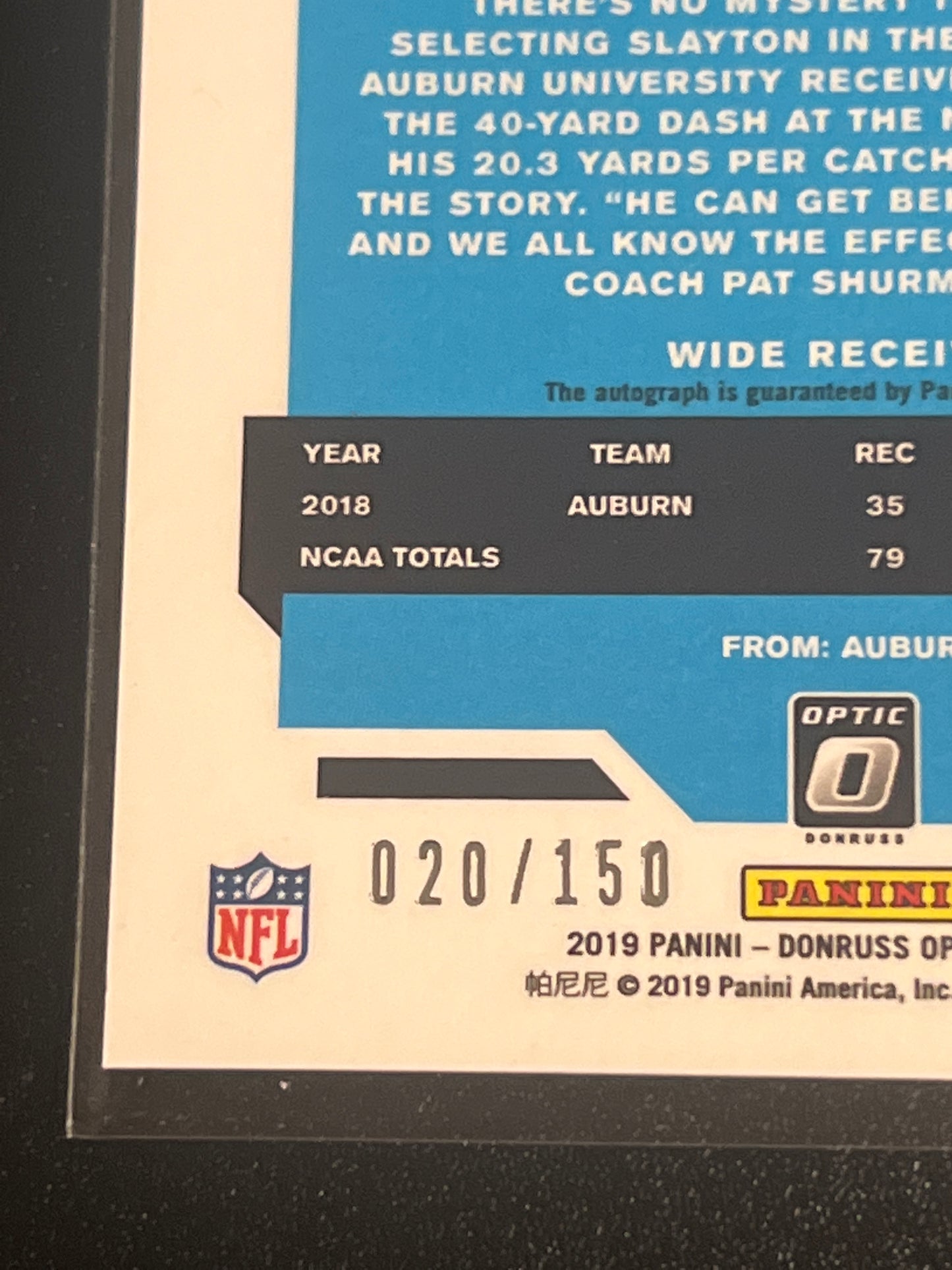 2019 Panini Donruss Optic - DARIUS SLAYTON - AUTO - 20/150 #188