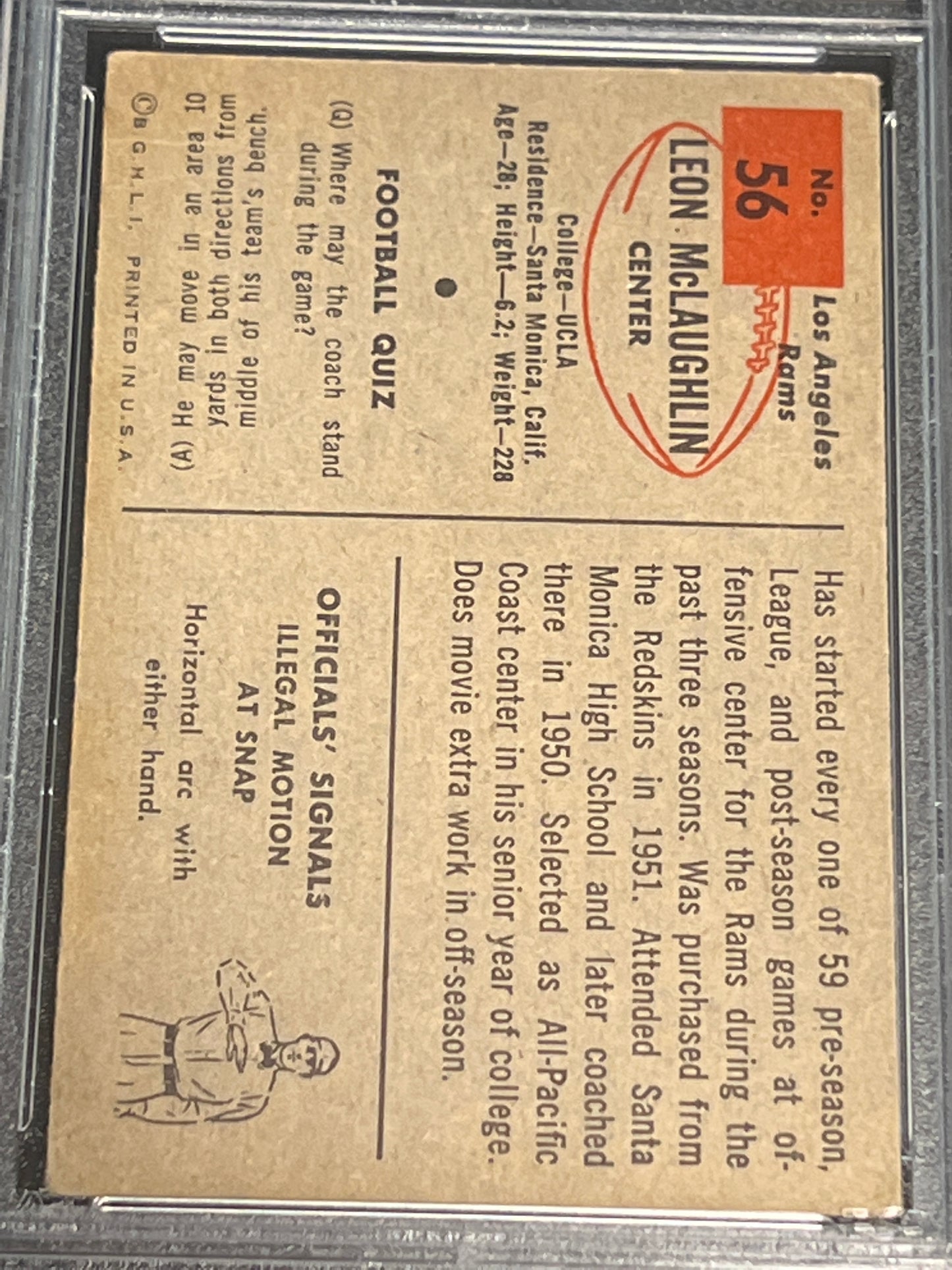 1954 Bowman LEON MCLAUGHLIN - RC - #56 - PSA 2.5