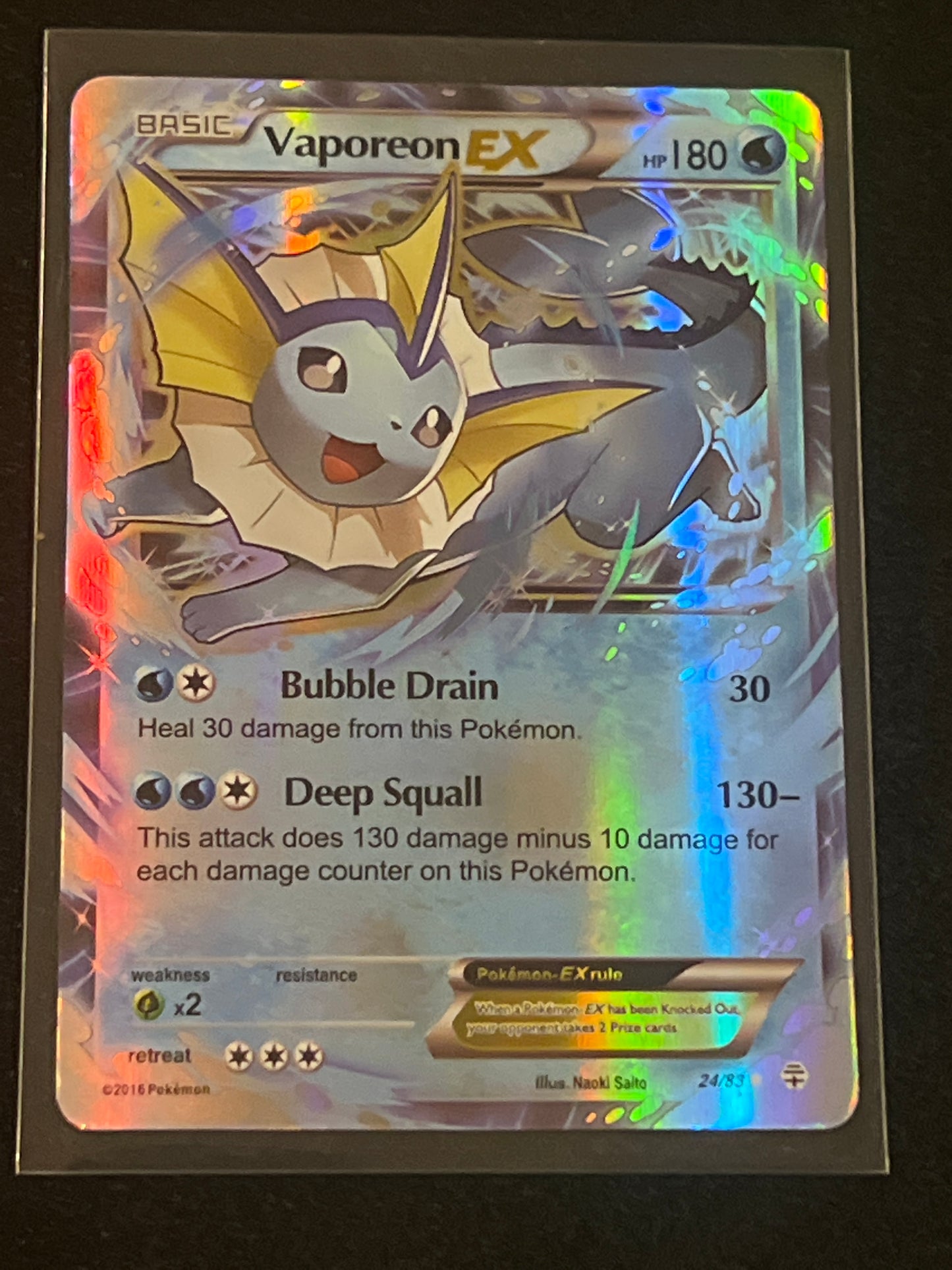 2016 Pokemon VAPOREON EX - Holo - #24