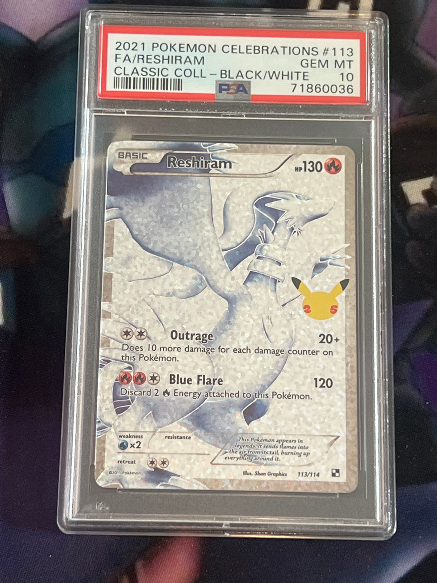 2021 Pokemon Celebrations Reshiram - Classic Rare - Graded PSA 10 - #113