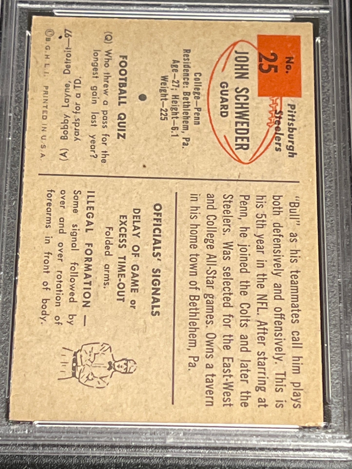 1954 Bowman JOHN SCHWEDER - #25- PSA 5.5