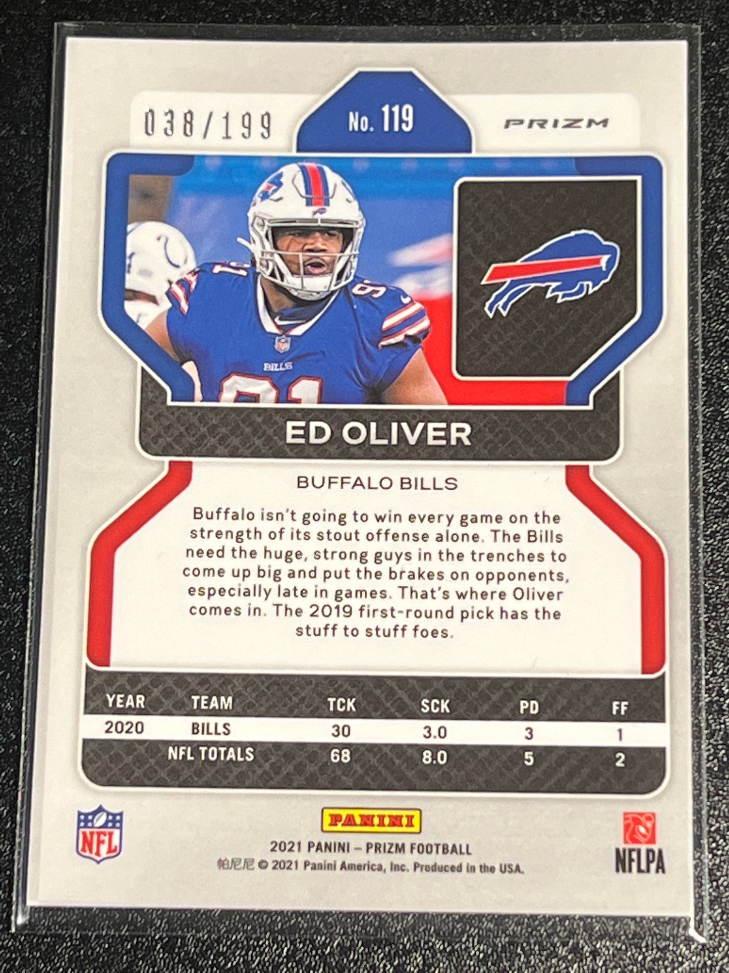 2021 Panini Prizm ED OLIVER - 038/199 - #199