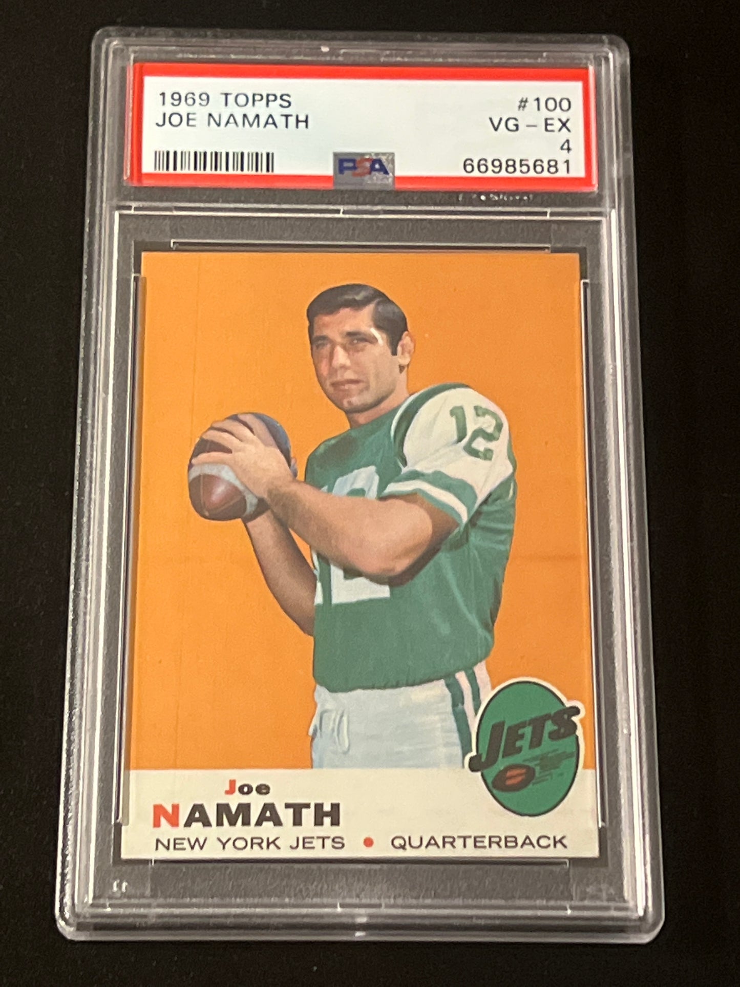 1969 Topps JOE NAMATH - #100 - PSA 4