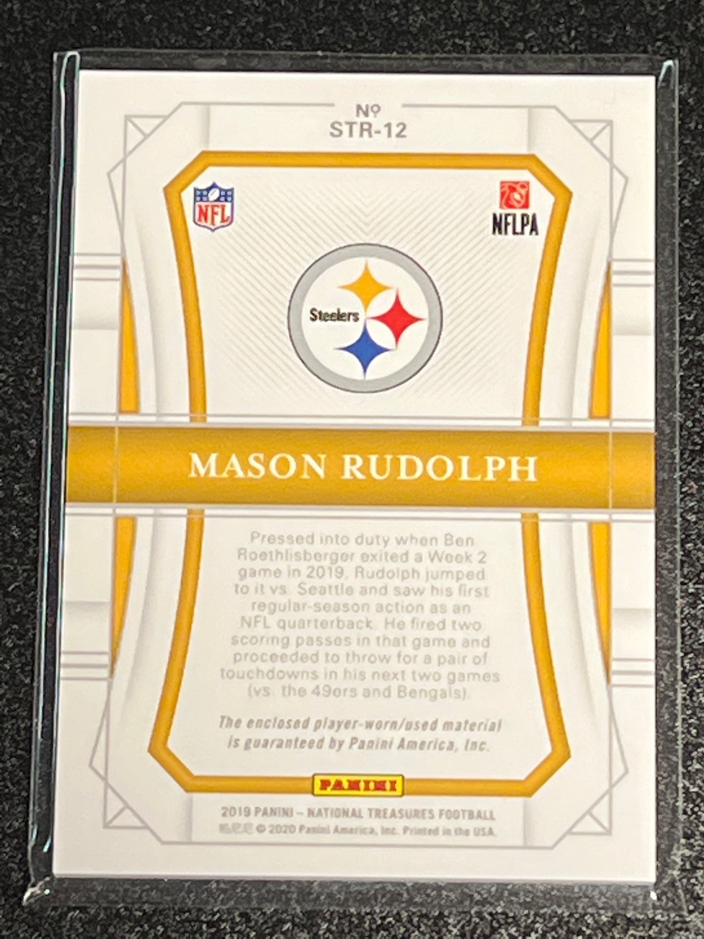 2019 Panini Nat. Treas. MASON RUDOLPH - Patch Card - 07/25 - #STR-12