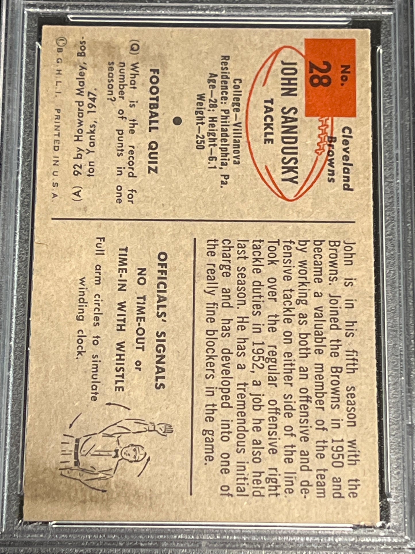 1954 Bowman JOHN SANDUSKY - #28 - PSA 5