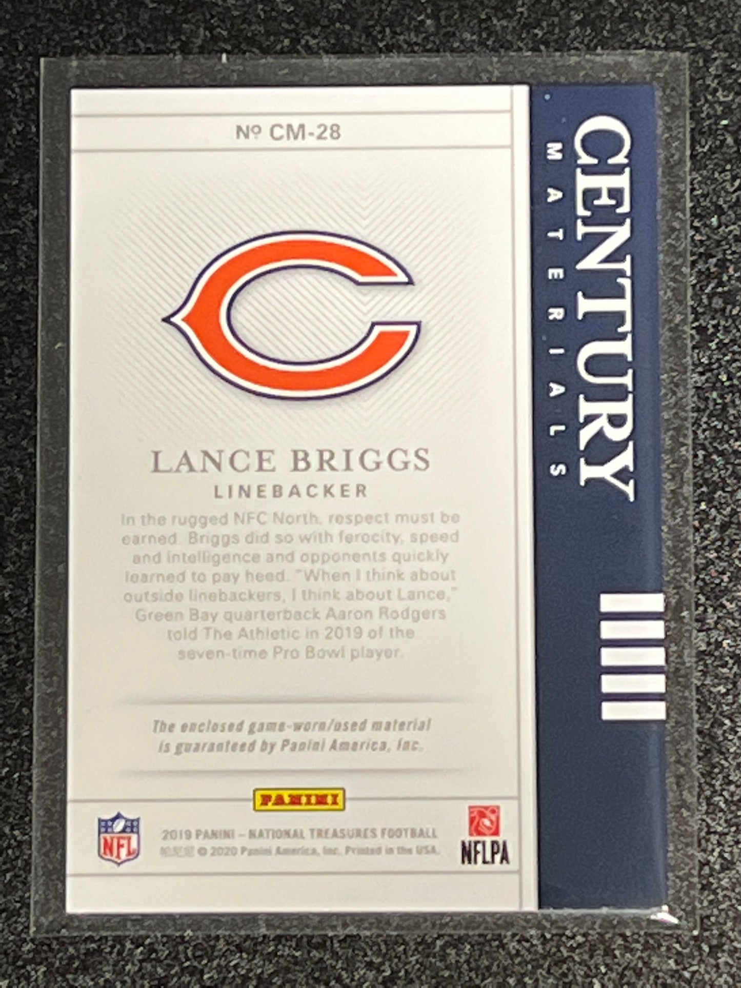 2019 Panini Nat. Treas. LANCE BRIGGS - Patch Card - 67/99 - #CM-28