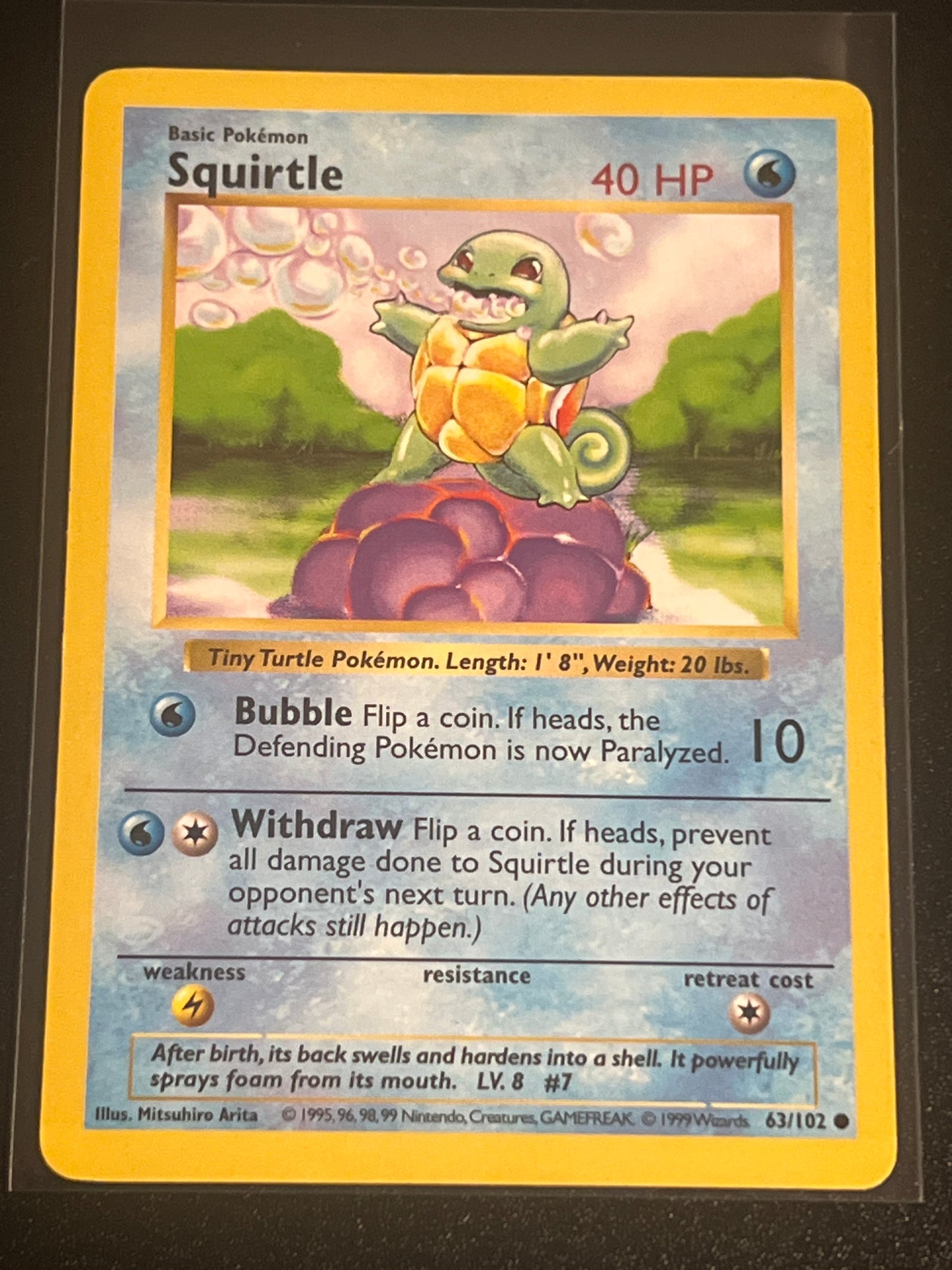 Pokemon SQUIRTLE - Shadowless -Base Set - #63