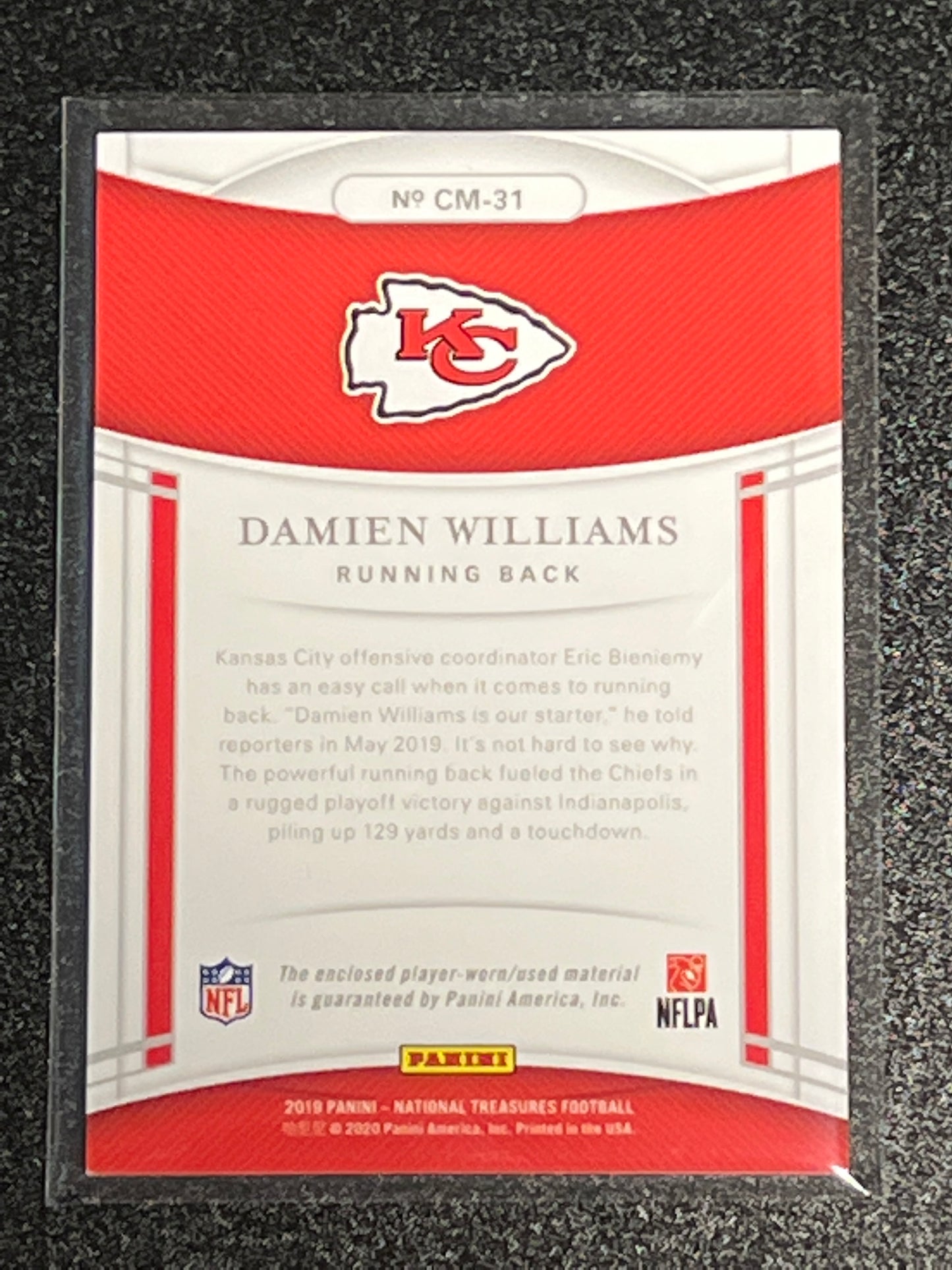 2019 Panini Nat. Treas. DAMIEN WILLIAMS - Patch Card - 19/99 - #CM-31