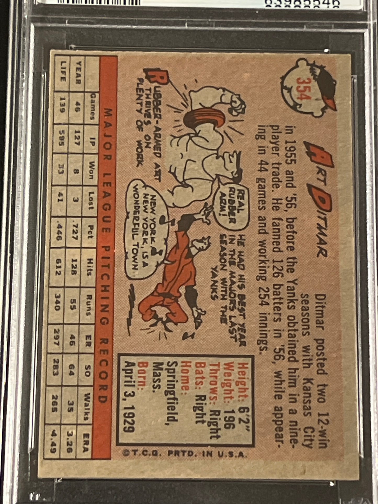 1958 Topps ART DITMAR - PSA 6 #354