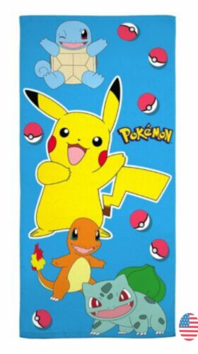 Pokemon Beach Towel - Pikachu + Original Starter Pokemon!