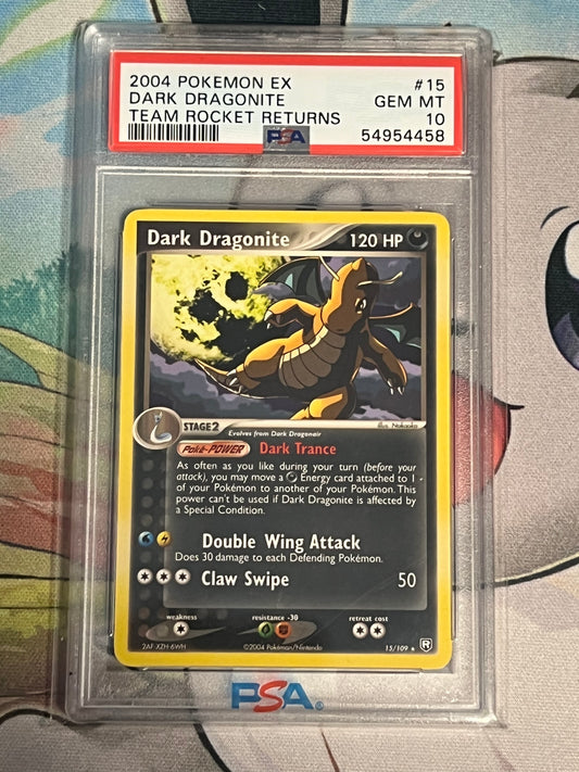 2004 Pokemon Dark Dragonite - Non-Holo - PSA 10 - #15