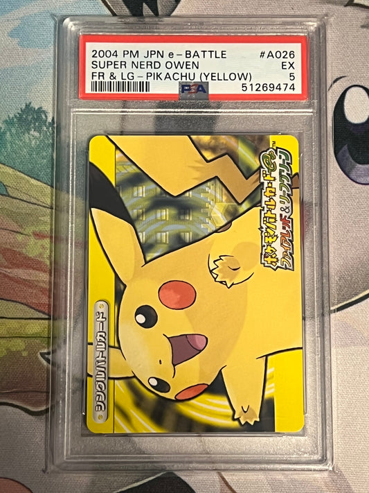 2004 Pokemon Super Nerd Owen = Pikachu (Yellow) - Non-Holo  - PSA 5 - #A026