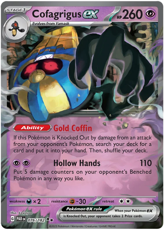 2023 Pokemon - SV04 Paradox Rift - Cofagrigus ex - 076/182