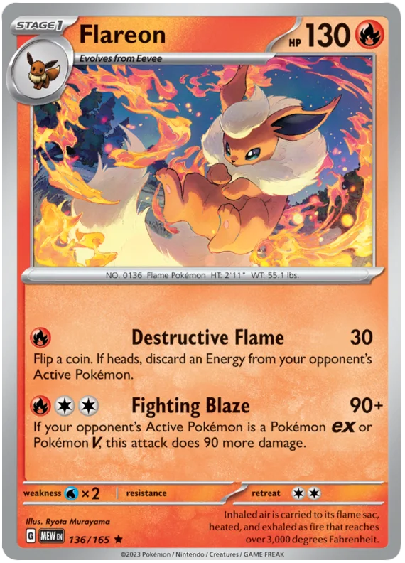 Pokemon - SV151 Scarlet & Violet 151 - Flareon - 136/165