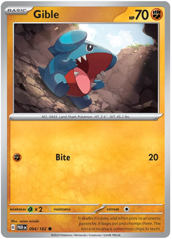 Pokemon - SV04 Paradox Rift - Gible - 094/182