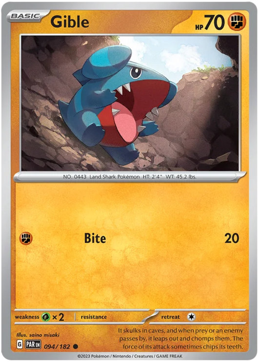 Pokemon - SV04 Paradox Rift - Gible - 094/182