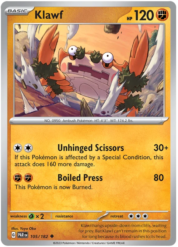 Pokemon - SV04 Paradox Rift - Klawf - 105/182