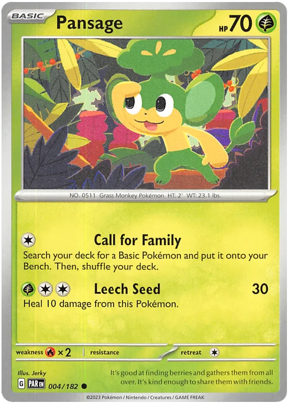 2023 Pokemon - SV04 Paradox Rift - Pansage - 004/182