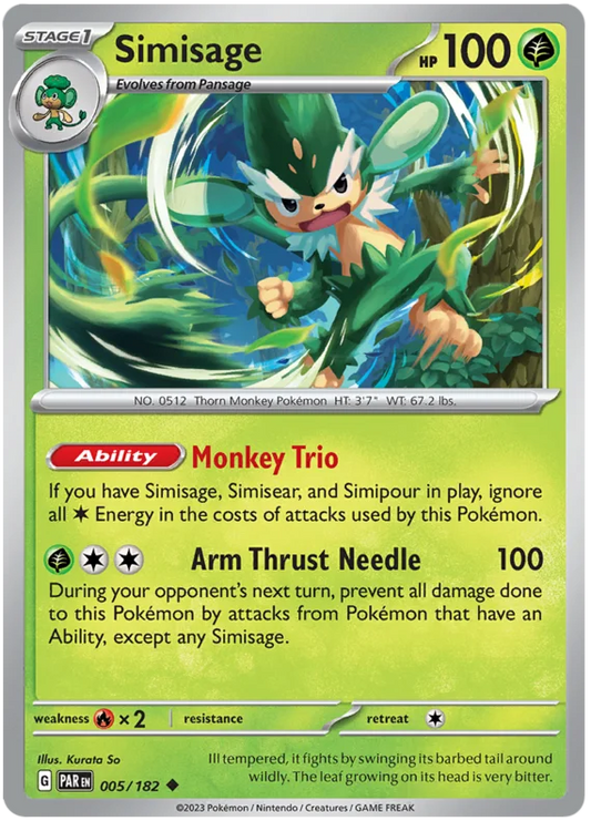 2023 Pokemon - SV04 Paradox Rift - Simisage - 005/182