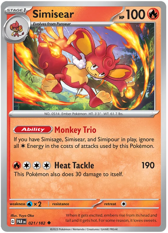 2023 Pokemon - SV04 Paradox Rift - Simisear - 021/182