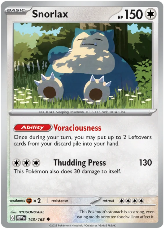 Pokemon - SV151 Scarlet & Violet 151 - Snorlax - 143/165