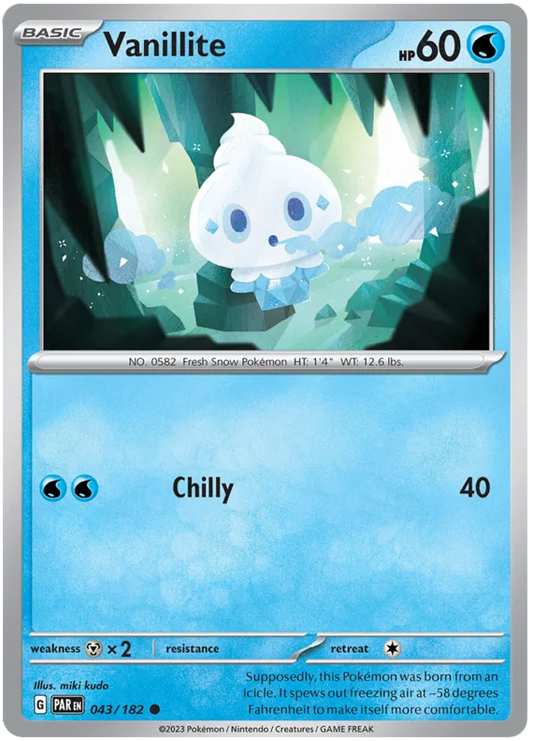 2023 Pokemon - SV04 Paradox Rift - Vanillite - 043/182