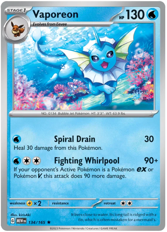 Pokemon - SV151 Scarlet & Violet 151 - Vaporeon - 134/165