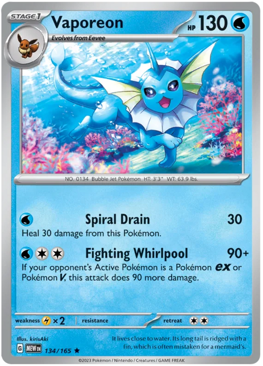 Pokemon - SV151 Scarlet & Violet 151 - Vaporeon - 134/165