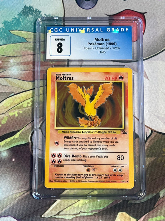 1999 Pokemon  Moltres - Holo Rare  - Graded CGC 8 - #12