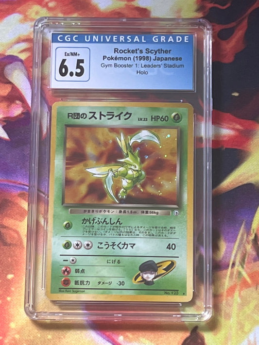 1998 Pokemon Japanese Rocket's Scyther - Rare Holo - Graded CGC 6.5 - #123