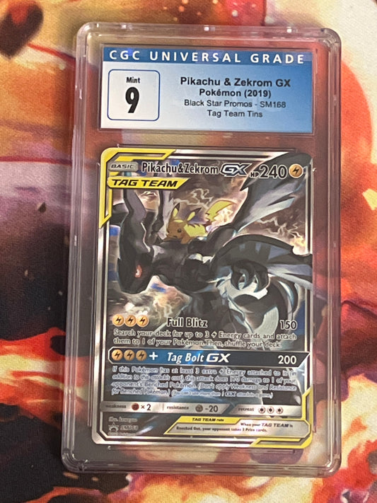 2019 Pokemon Pikachu & Zekrom GX - Ultra Rare - Tag Team - Holo - Graded CGC 9 - #SM168