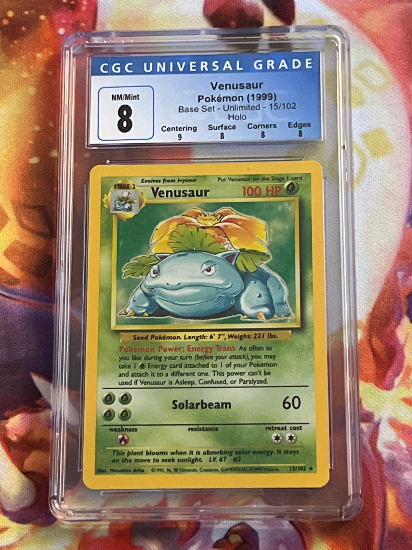 1999 Pokemon Venusaur - Rare - Holo - Graded CGC 8 - #15