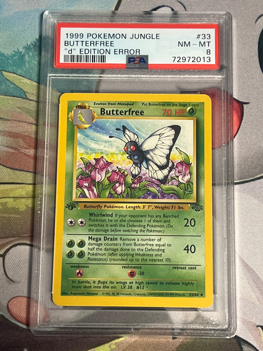 1999  Pokemon Butterfree - First Edition - Error Card - Graded PSA 8 - #33