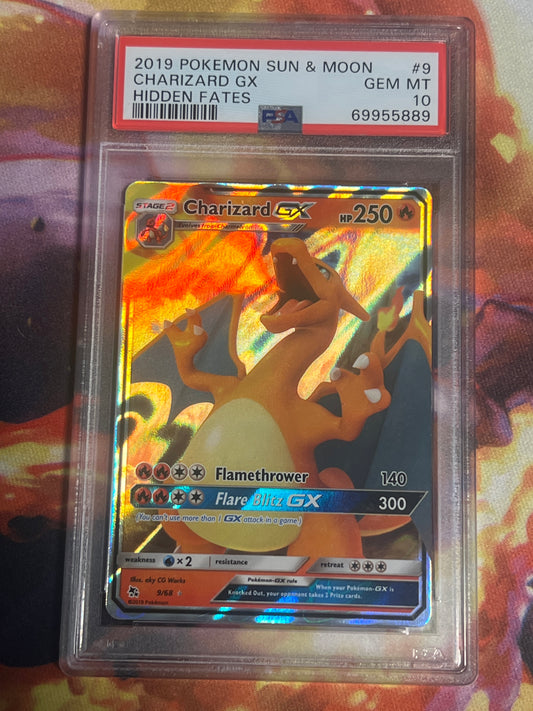 2019 Pokemon Sun & Moon - Hidden Fates - Charizard GX - Graded PSA 10 - #9