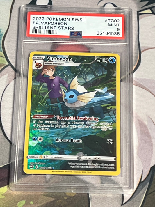 2022 Pokemon Vaporeon - Trainer Gallery - Graded PSA 9 - #TG02